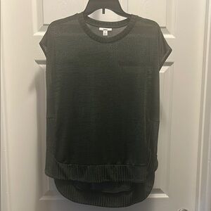 Olive Green Tee with Relaxed Fit and Ribbed Style